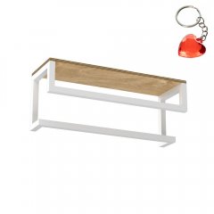 Biała półka łazienkowa z dwoma wieszakami podłużnymi BATHROOM ORGANIZATION 9865 Luminex