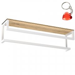 Biała półka łazienkowa z dwoma wieszakami podłużnymi BATHROOM ORGANIZATION 9867 Luminex