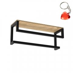 Czarna półka łazienkowa z dwoma wieszakami podłużnymi BATHROOM ORGANIZATION 9864 Luminex