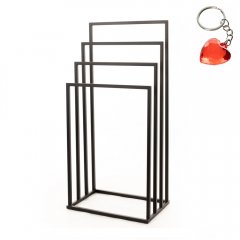 Czarny solidny metalowy 4-ramienny stojak na ręczniki prostokątny