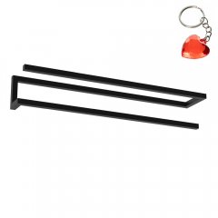 Czarny wieszak łazienkowy podłużny ścienny na 2 ręczniki BATHROOM ORGANIZATION 9872 Luminex