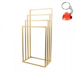 Złoty metalowy 4-ramienny stojak na ręczniki prostokątny