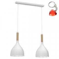 Biała lampa wisząca na listwie 2-punktowa NOAK WOOD 3732 Luminex