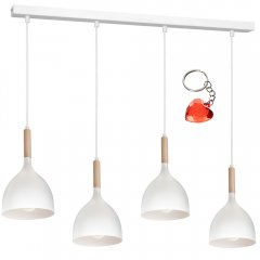 Biała lampa wisząca na listwie 4-punktowa NOAK WOOD 3710 Luminex