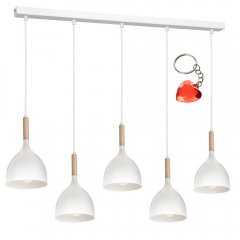 Biała lampa wisząca na listwie 5-punktowa NOAK WOOD 3711 Luminex