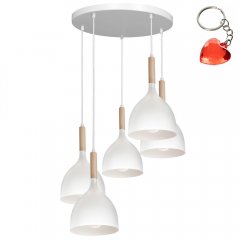 Biała lampa wisząca na okręgu 5-punktowa NOAK WOOD 3712 Luminex