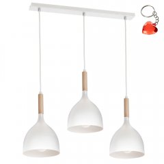 Biała potrójna lampa wisząca na listwie NOAK WOOD 1196 Luminex