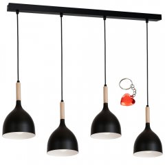 Czarna lampa wisząca 4-punktowa na listwie NOAK WOOD 1876 Luminex
