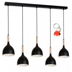 Czarna lampa wisząca 5-punktowa na listwie NOAK WOOD 1877 Luminex