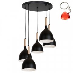Czarna lampa wisząca 5-punktowa na okręgu NOAK WOOD 1878 Luminex