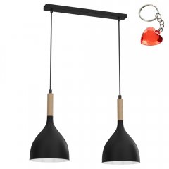 Czarna lampa wisząca na listwie 2-punktowa NOAK WOOD 3730 Luminex