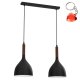 Czarna lampa wisząca na listwie 2-punktowa NOAK WOOD 3731 Luminex