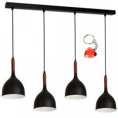 Czarna lampa wisząca na listwie 4-punktowa NOAK WOOD 3707 Luminex