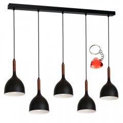 Czarna lampa wisząca na listwie 5-punktowa NOAK WOOD 3708 Luminex