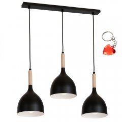 Czarna potrójna lampa wisząca na listwie NOAK WOOD 1193 Luminex