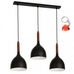 Czarna potrójna lampa wisząca na listwie NOAK WOOD 1391 Luminex