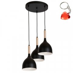 Czarna potrójna lampa wisząca na okręgu NOAK WOOD 1192 Luminex