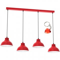 Czerwona czteropunktowa lampa wisząca na listwie SVEN 9228 Luminex