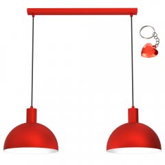 Czerwona metalowa lampa wisząca 2-punktowa nad stół HANDA 4312 Luminex