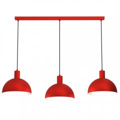 Czerwona metalowa lampa wisząca 3-punktowa nad stół HANDA 4313 Luminex