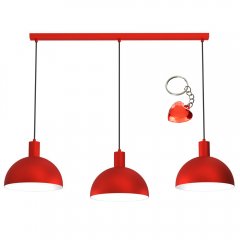 Czerwona metalowa lampa wisząca 3-punktowa nad stół HANDA 4313 Luminex