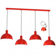 Czerwona metalowa lampa wisząca 4-punktowa nad stół HANDA 4314 Luminex
