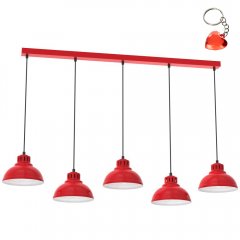 Czerwona pięciopunktowa lampa wisząca na listwie SVEN 9229 Luminex