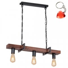 Drewniana lampa wisząca 3-punktowa nad stół HARD 665 Luminex