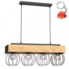 Drewniana lampa wisząca z czterema drucianymi kloszami MENTON 1641 Luminex