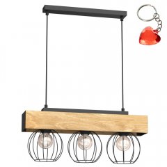 Drewniana lampa wisząca z trzema drucianymi kloszami MENTON 1640 Luminex