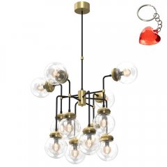 Lampa wisząca 12-punktowa ze szklanymi okrągłymi kloszami HYDRO 1890 Luminex