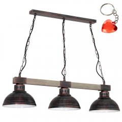 Potrójna lampa wisząca na drewnianej belce HAKON 9058 Luminex