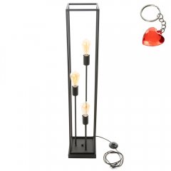 Potrójna metalowa czarna lampa podłogowa z włącznikiem