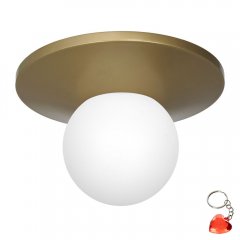 Złoty plafon z białym okrągłym kloszem TALLER 3139 Luminex