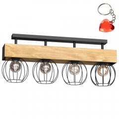 Drewniana lampa sufitowa z czterema drucianymi kloszami MENTON 1639 Luminex